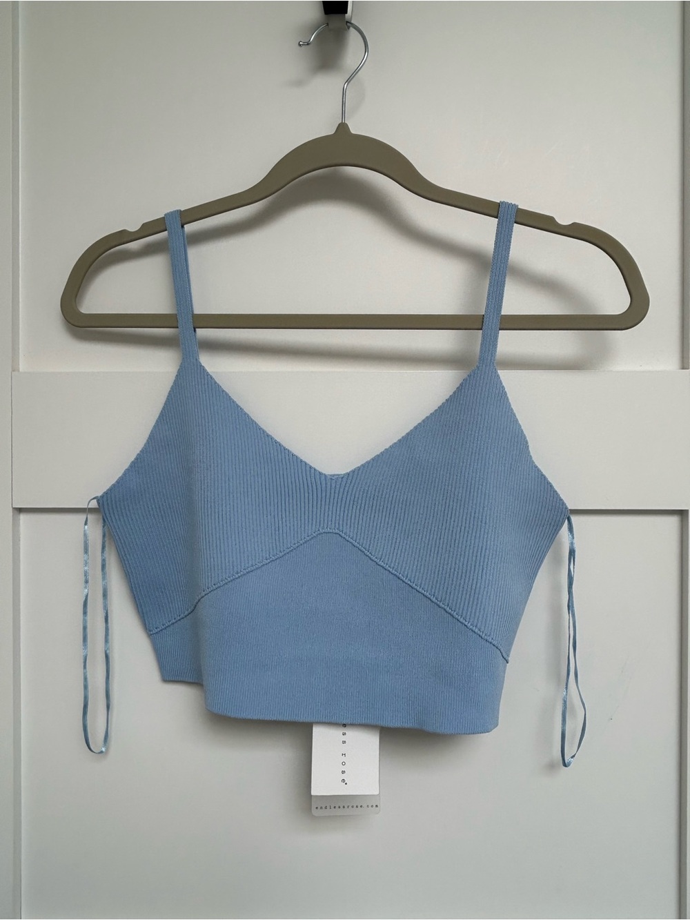 💠 Endless Rose Light Blue Ribbed V-Neck Cropped Cami